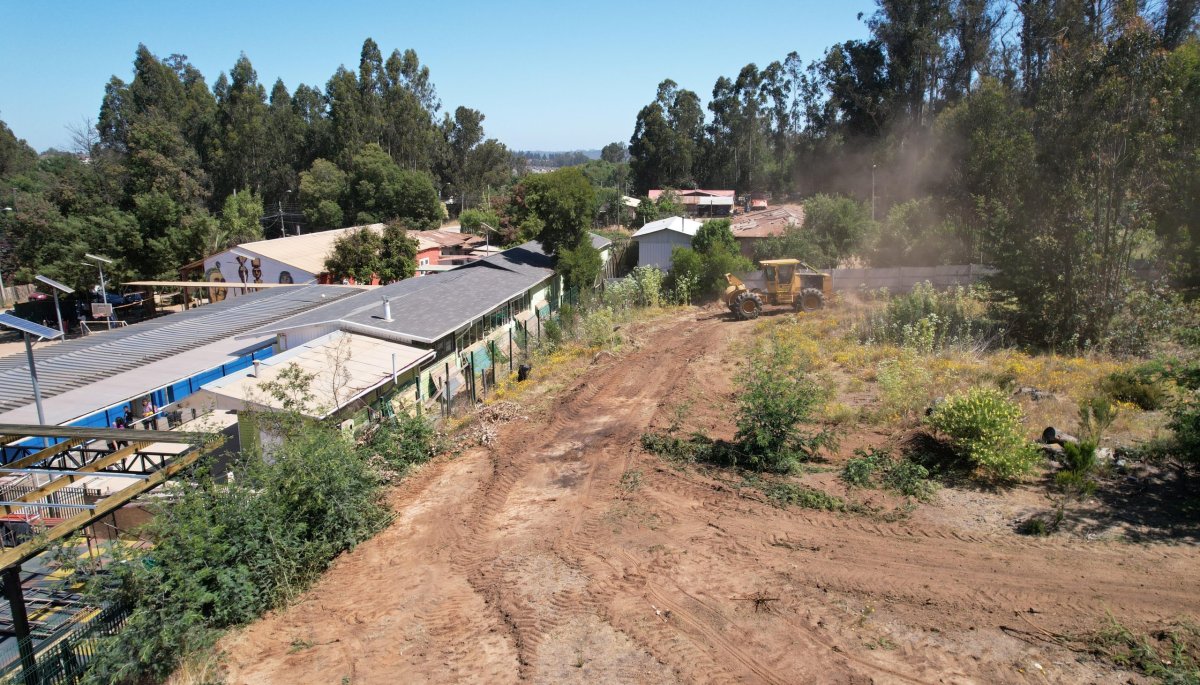 Cortafuegos destinados a salvaguardar la escuela de Placilla de posibles incendios forestales: se encuentra en una zona de alto riesgo.
