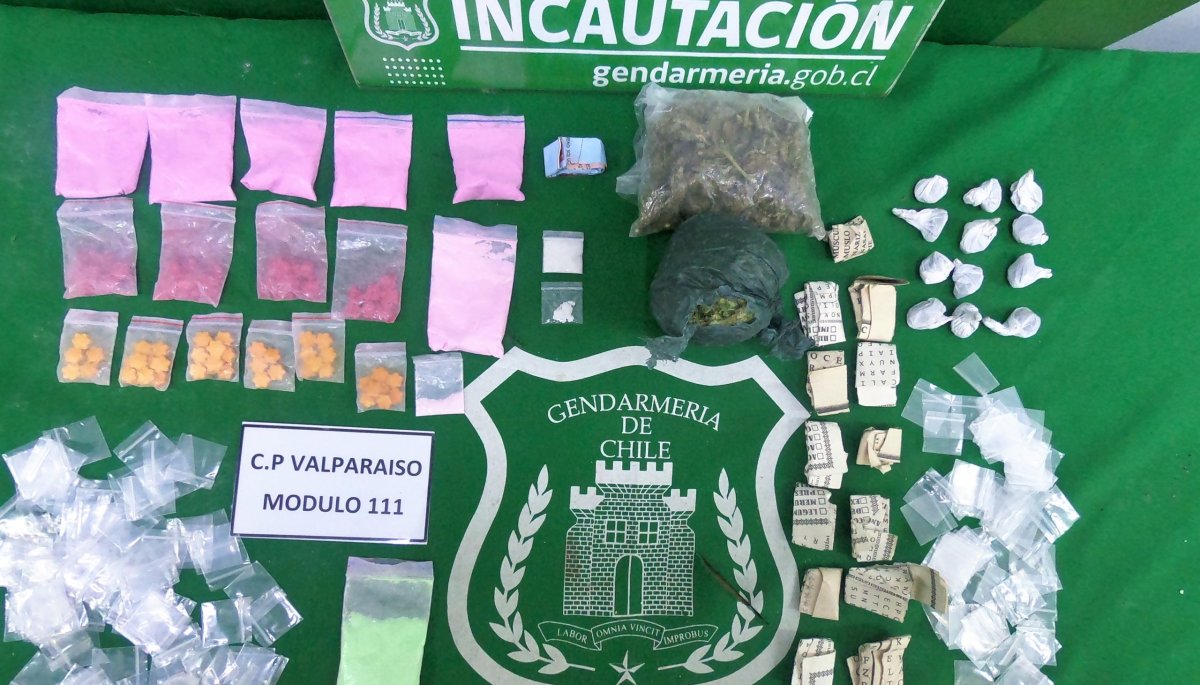 Incautan tusi, marihuana, cocaína y pasta base dentro de la cárcel de Valparaíso.