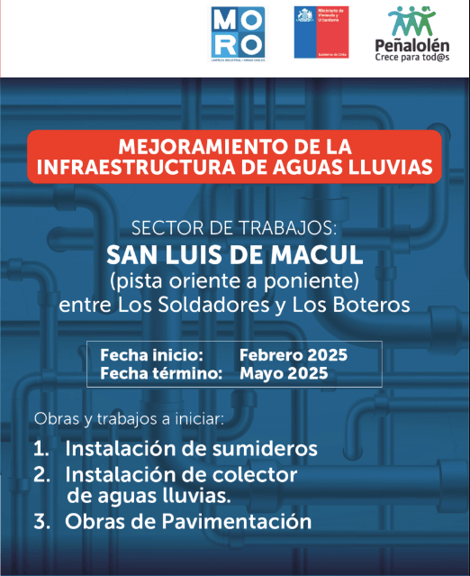 Cortes de vías en Peñalolén debido a mejoras en la infraestructura.