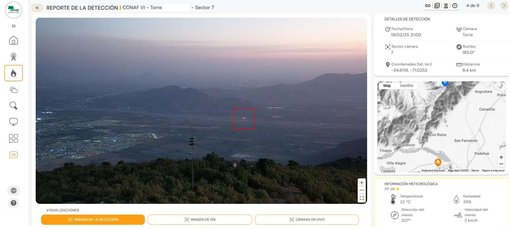 Instalan nuevas cámaras de detección de incendios forestales en O’Higgins.