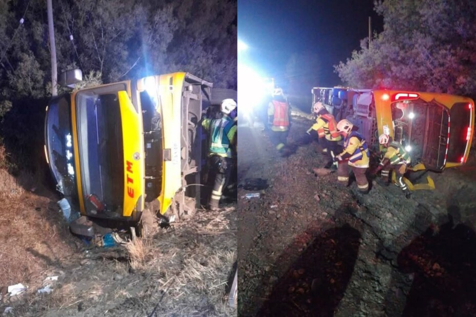 Accidente de bus causa un fallecido y varios heridos en la Ruta 5 Sur.