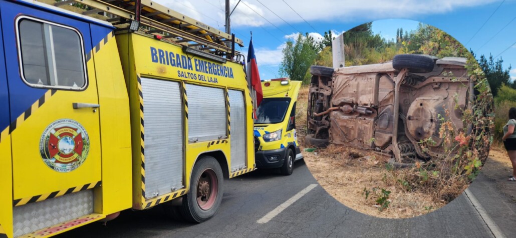 Accidente y vuelco resultan en un herido en zona rural de Los Ángeles.