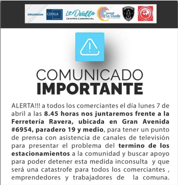 Comerciantes de Gran Avenida ocuparán la calle.