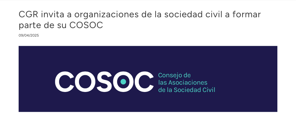 Contraloría convoca a las OSC a unirse a su COSOC.