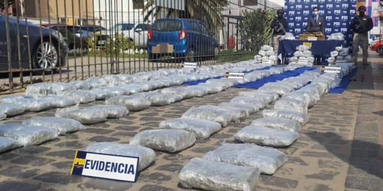 Detienen a cuatro colombianos que trasladaban marihuana en cajas de frutas desde Alto Hospicio hacia la región Metropolitana.