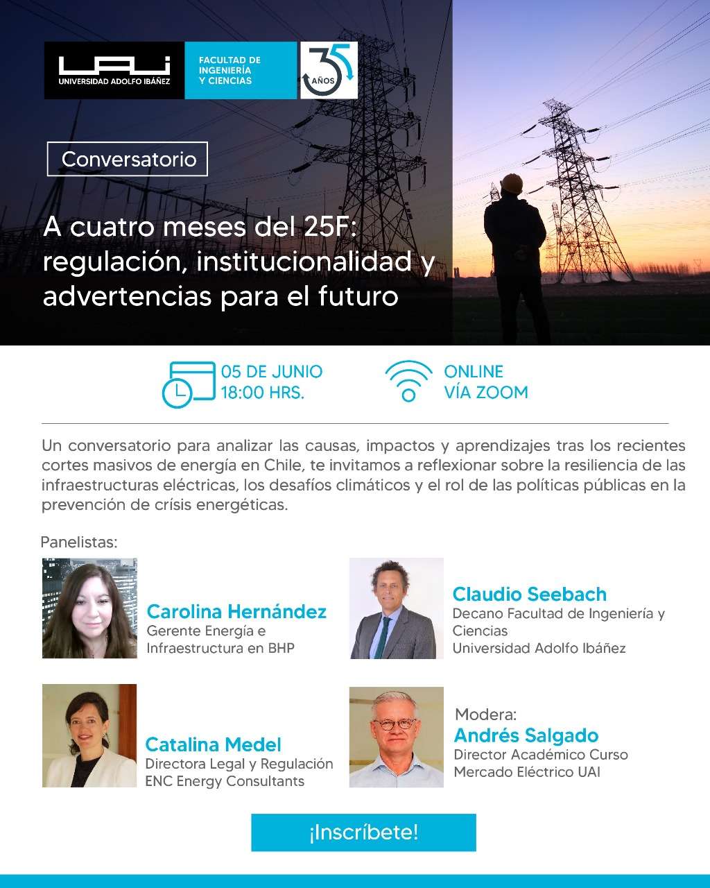 Conversatorio gratuito sobre las causas y efectos de los apagones masivos.