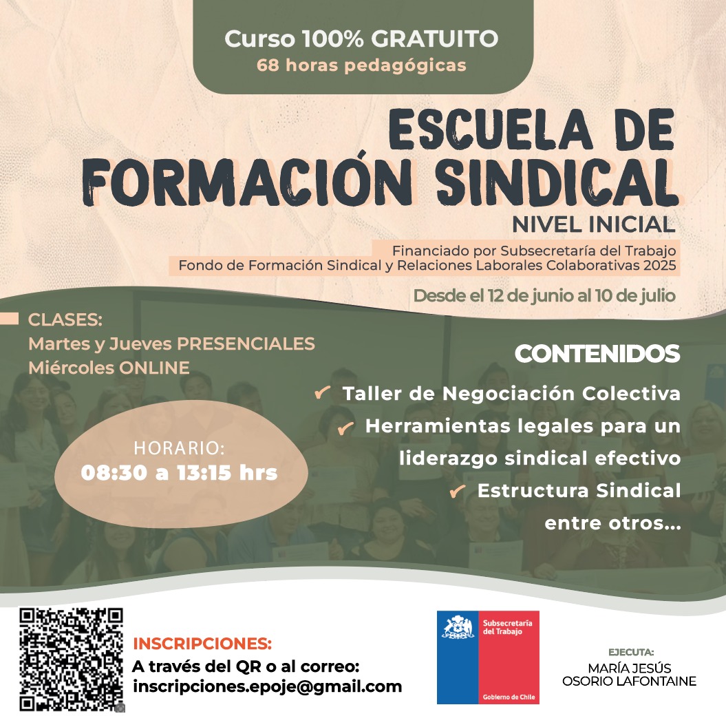 Comienza la convocatoria para la Escuela de Formación Sindical de Nivel Inicial en la Región Metropolitana 2025.