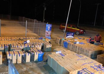 Fiscalización revela la incautación de más de 197 mil cajetillas de cigarrillos de contrabando en el paso fronterizo de la región de Aysén.