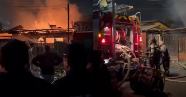 Colina: feroz incendio devora una casa en plena madrugada.