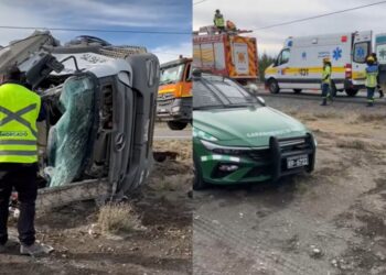 Camionero se encuentra en estado grave tras un volcamiento de alta energía en una importante ruta de Tucapel.