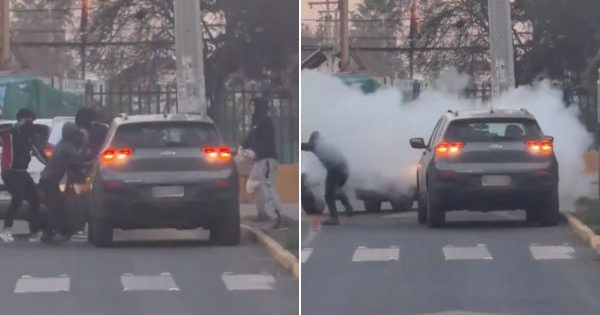 [VIDEO] Delincuentes se dan a la fuga tras fallida encerrona en Maipú por el uso de un extintor
