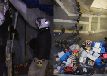 Megaoperativo en el Barrio Meiggs: Quitan toldos azules y enrejaron vías importantes.