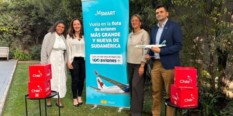 JetSMART abre nueva ruta Santiago–Punta Cana con conexión en Colombia.