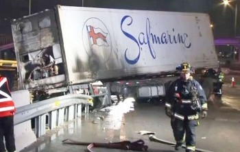 Trágica muerte de camionero en Quilicura: chocó y su cabina se incendió.