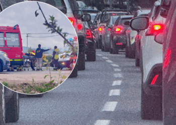 Chocazo en la autopista Los Libertadores deja a un motorista herido y un mar de taco.