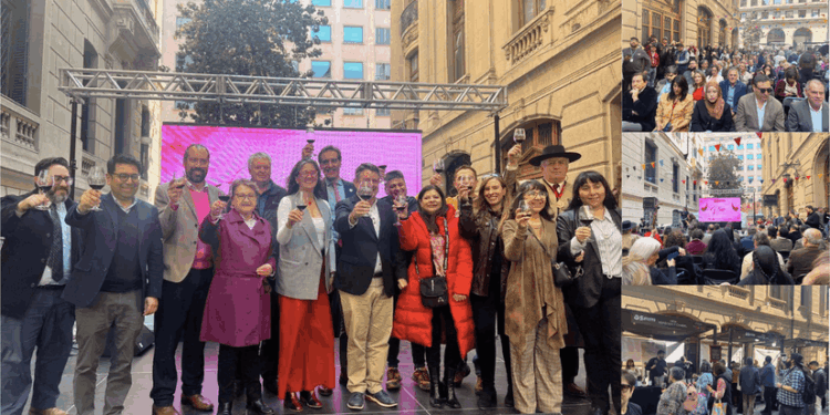 Celebración del Día Nacional del Vino en el Paseo La Bolsa de Santiago.
