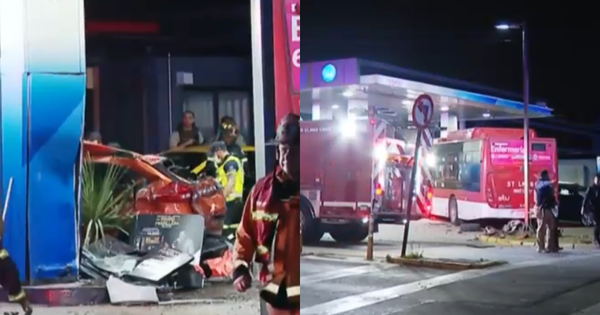 Persecución en Providencia termina con dos delincuentes muertos tras chocar contra un bus de la RED.