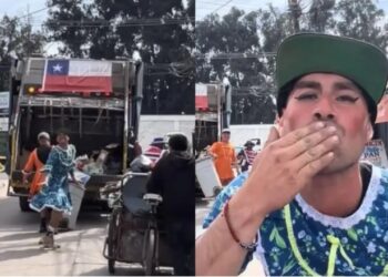 Vestidos como «chinas»: los recolectores de basura de San Bernardo ya celebran el «18»