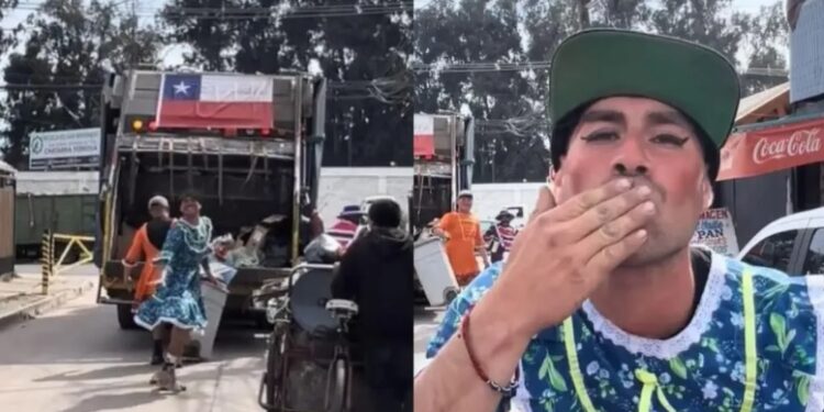 Vestidos como «chinas»: los recolectores de basura de San Bernardo ya celebran el «18»