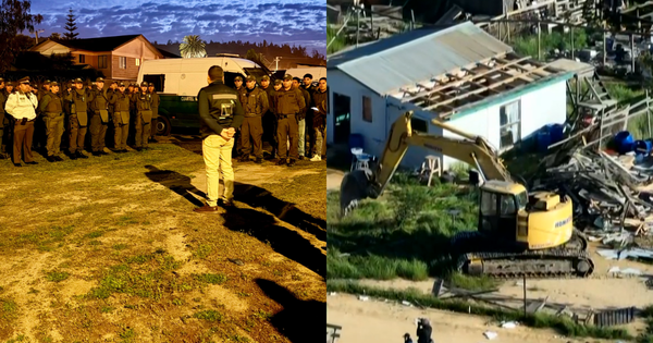Quilpué: inician demolición de la toma Calicheros con un fuerte resguardo policial.