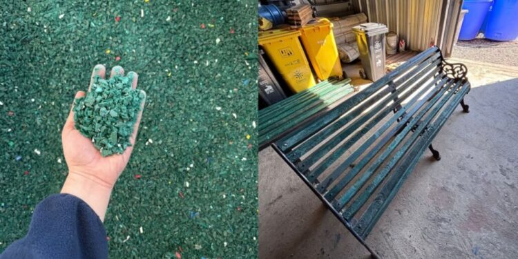 Cabrero transforma plásticos reciclados en mobiliario urbano y se posiciona como un referente en la región.