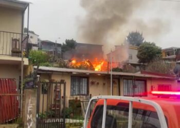 Fallece un hombre de 61 años en trágico incendio en la zona alta de Viña del Mar.
