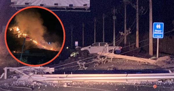 [CHICUREO] Chocazo violento: camioneta tumbó postes de la luz y causó un incendio