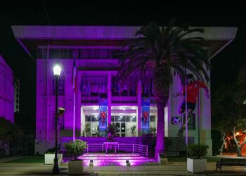 Talca se tiñe de rosa y realiza intervenciones en lugares emblemáticos de la ciudad por el Mes de Concientización sobre el Cáncer de Mama.