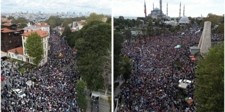 Cerca de 500,000 personas se manifestaron en Estambul en respaldo a Gaza.