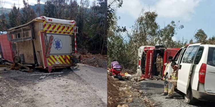 Accidente de carro bomba en Malleco provoca lesiones en varios bomberos.