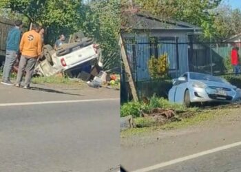 Accidente de alta energía en Los Ángeles afectó a cuatro vehículos: dos de ellos quedaron volcados.
