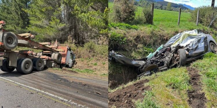 Trágica colisión en Curacautín: un camión arrastró y aplastó un automóvil, resultando en una persona fallecida.