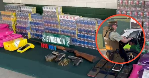 Asalto a camión de cigarros en Maipú dejó detenidos y armas recuperadas.