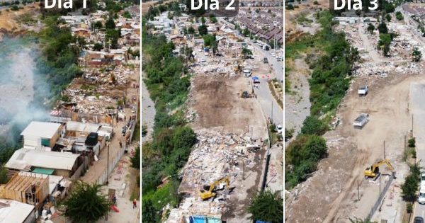 Tercer día de desalojo en la toma de Colina: casi no quedan ocupantes en el terreno.