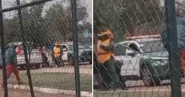 Carabineros disfrazados de tortugas ninja atrapan a un tipo en San Ramón.