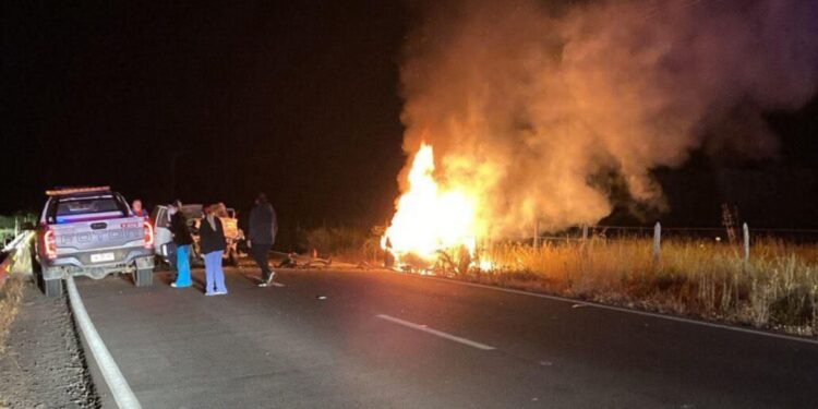 Mujer de 27 años muere calcinada tras un grave accidente de tráfico causado por un conductor ebrio en la ruta de Lolol.