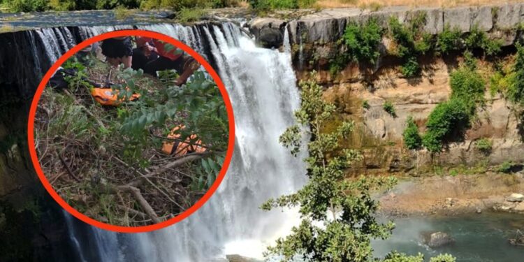 Familia tuvo que ser rescatada después de caer en la zona de la cascada de los Saltos del Laja.