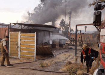 Incendio en contenedor activa a Bomberos de Colina-Lampa.