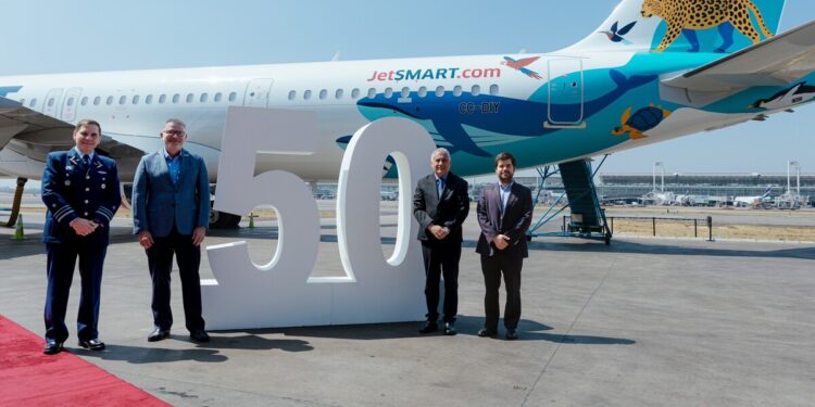 JetSMART llega a los 50 millones de pasajeros y logra un triple hito histórico en Sudamérica.