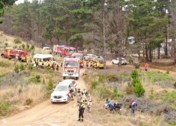 Bomberos del Gran Valparaíso llevaron a cabo un simulacro para mejorar su coordinación en la respuesta a incendios forestales.