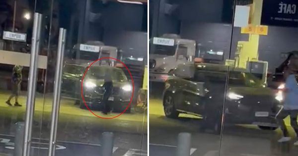 [VIDEO] Choros roban auto a la fuerza en servicentro de Lo Pinto
