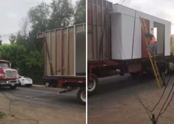 Camión corta cables de la luz en la Avenida Chicureo.