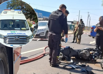 Accidente entre moto y auto en Lampa deja a una persona herida.