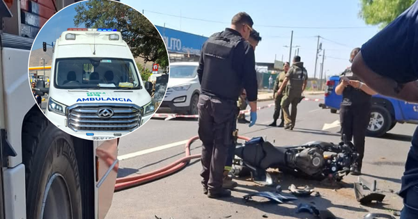 Accidente entre moto y auto en Lampa deja a una persona herida.