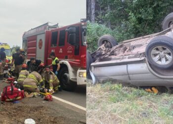 Dos personas heridas de gravedad tras un volcamiento a alta energía en Quilaco.
