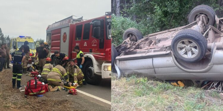 Dos personas heridas de gravedad tras un volcamiento a alta energía en Quilaco.