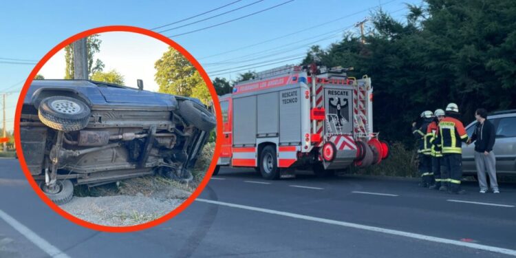 Tres personas heridas tras colisión y volcamiento en la ruta Los Ángeles – El Peral.