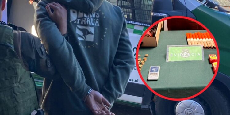 Allanamiento en Quilleco resulta en tres detenidos: se incautaron armas, drogas y fuegos artificiales.