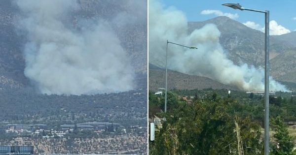 Emergencia por incendio forestal en la ladera del cerro San Carlos de Apoquindo.