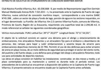 Extracto de la solicitud para la concesión marítima.